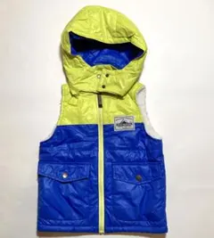 【official team】フード付きダウンベスト イエロー ブルー