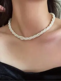 新品 ベビーパールツイストデザインネックレス