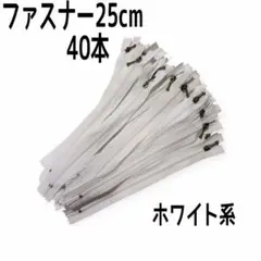 ファスナー 25cm 40本 まとめ売り 玉付き ホワイト系 同色 ハンドメイド