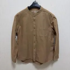 無印良品　スタンドカラー　ヘンリーネックシャツ　ブラウンのサムネイル