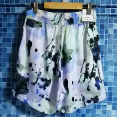 【新品未使用 総柄 光沢サテン】完売 ZARA ショートパンツ ハーフパンツ