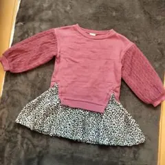 petit main ワンピース 100cm ピンク レオパード柄