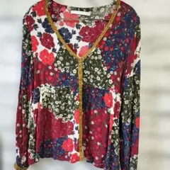ZARA Trafaluc 花柄 パッチワーク風 長袖ブラウスのサムネイル