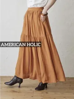 k0630 AMERICAN HOLIC ティアードギャザースカート　オレンジ