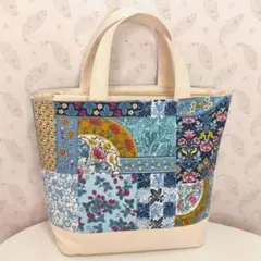 生成とアニマルフォレスト　あおり トートバッグ　ハンドメイド