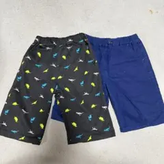 キッズ ハーフパンツ 2枚セット 恐竜柄 無地