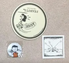 ピーナッツカフェ 缶バッジ　コースター　 スヌーピー ルーシー 福岡限定　博多