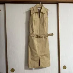 23区DEUX ベージュ ノースリーブシャツワンピース