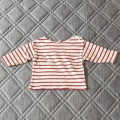 赤と白のストライプ ボートネック トップス 100cm