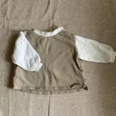 petit main&Re. ベージュ/ホワイト 裏起毛トレーナー