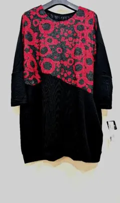 レオナール❝風❞チュニックお好きな方へグレー地赤丸ドット新品XL〜3Lラスト1枚