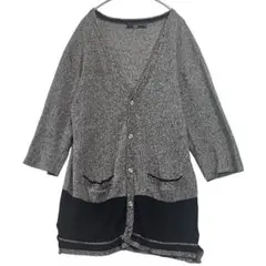チャオパニック 七分袖 サマーカーディガン メンズ M 麻混 グレー 黒のサムネイル