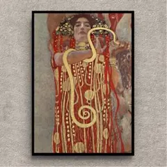グスタフクリムト作画 TheMaiden 良質キャンバス 豪華 金箔額縁付