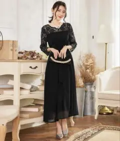 結婚式ワンピースレースドレスロングドレス オケージョンパーティー お呼ばれ大きめ