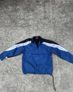 90s NIKE 銀タグ ハーフジップ ナイロンジャケット ブルー ブラック