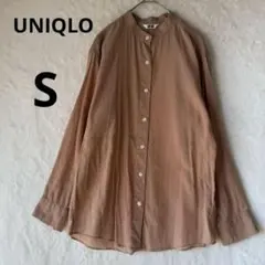 美品 UNIQLO ベージュ S シアー バンドカラーシャツ（長袖）のサムネイル
