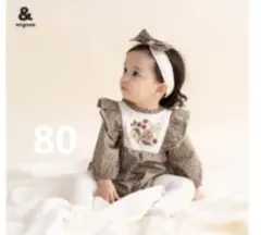 ＆mignon 花柄刺繍ロンパース&ヘアバンドセット