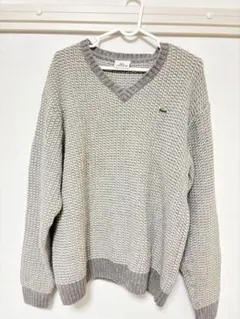 Lacoste グレー Vネックニットセーター