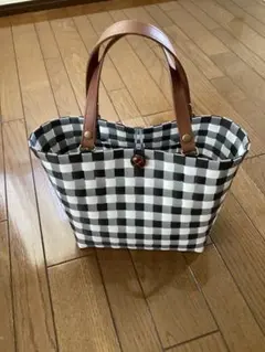 チェック柄 プラかごバッグ トートバッグ