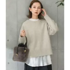 美品アーバンリサーチロッソ☆エクストラファインバックスリットニット