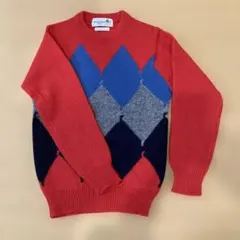 British Piper レディース セーター ダイヤモンドパターン 赤