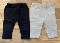 ベビーパンツ 七部丈95㎝ ブラック・ストライプ 2枚セット