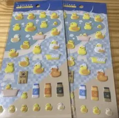 セリア　ぷくぷく銭湯あひる　ステッカー　シール　２枚