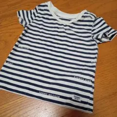 トミーヒルフィガー　紺白ボーダー　半袖Tシャツ　74/6〜9m