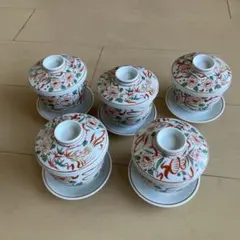 花柄 蓋付き茶碗蒸し5個セット