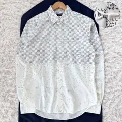 未使用級 路易威登 長袖 襯衫 達米埃 吊飾 標誌印花 白色 L