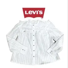 美品Levi’s ホワイト ストライプ 長袖 ブラウス フリルのサムネイル