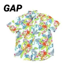 GAP ギャップ アロハシャツ トロピカル柄 半袖 ホワイト Lサイズのサムネイル
