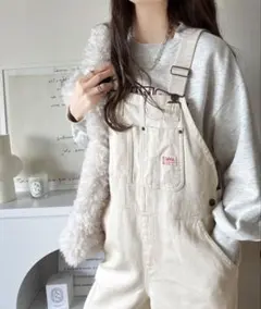 Java サロペット ホワイト オーバーサイズ M