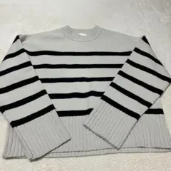 H&M ベージュ/黒 ストライプ ニットセーター S