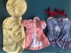 犬服セット S.Mサイズ チェック・ドット柄