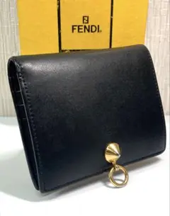 FENDI 二つ折り財布 ペカン柄 ブラック - メルカリ