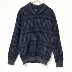 アラミス ショールカラーニット セーター L 総柄 アルパカ シルク混 グレー