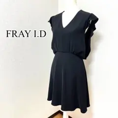 美品　結婚式　フレイアイディ　ノースリーブ　ワンピース　Vネック　黒　S