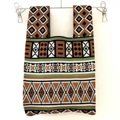 アフリカン ミニトート ハンドバッグ ニットバッグ エスニック マチ付き★新品★