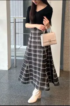 フラワードッキングクロスリブニットワンピース