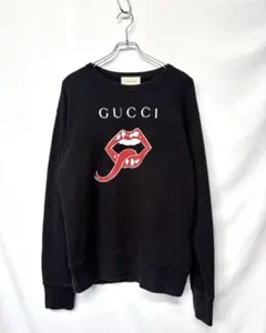 GUCCI ロゴ リップ プリント スウェット ブラック トレーナーのサムネイル