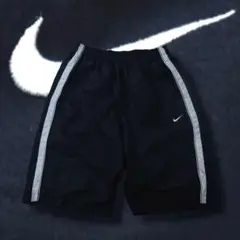 00s NIKE ナイロンバギーショーツ サイドライン ブラック 膝下丈 y2k