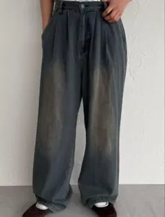 タックワイドデニムパンツ S
