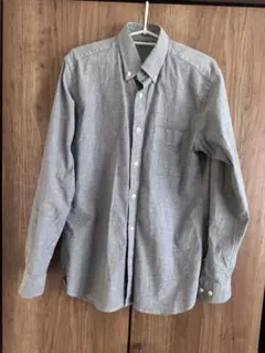 グレー ボタンダウン 長袖オックスフォードシャツ　XL