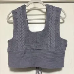 ニットベスト　パープルグレー