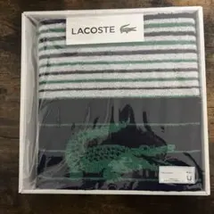 LACOSTE ストライプ フェイスタオル　グリーン