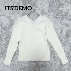 ITS'DEMO Vネック リブニット セーター タイト (38)ホワイト 無地のサムネイル