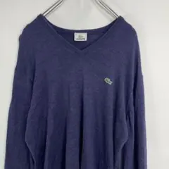 ラコステ　ウールニット　セーター　薄手　刺繍ロゴ　古着　4 M程度