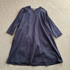 MALAIKA マライカ　ネイビー Vネック 長袖 チュニック ワンピース