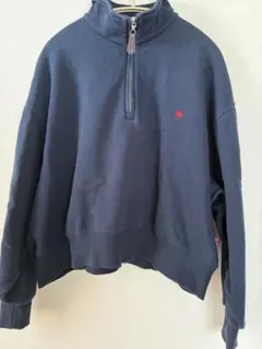 POLO のネイビー ハーフジップ ショート丈トレーナーです。